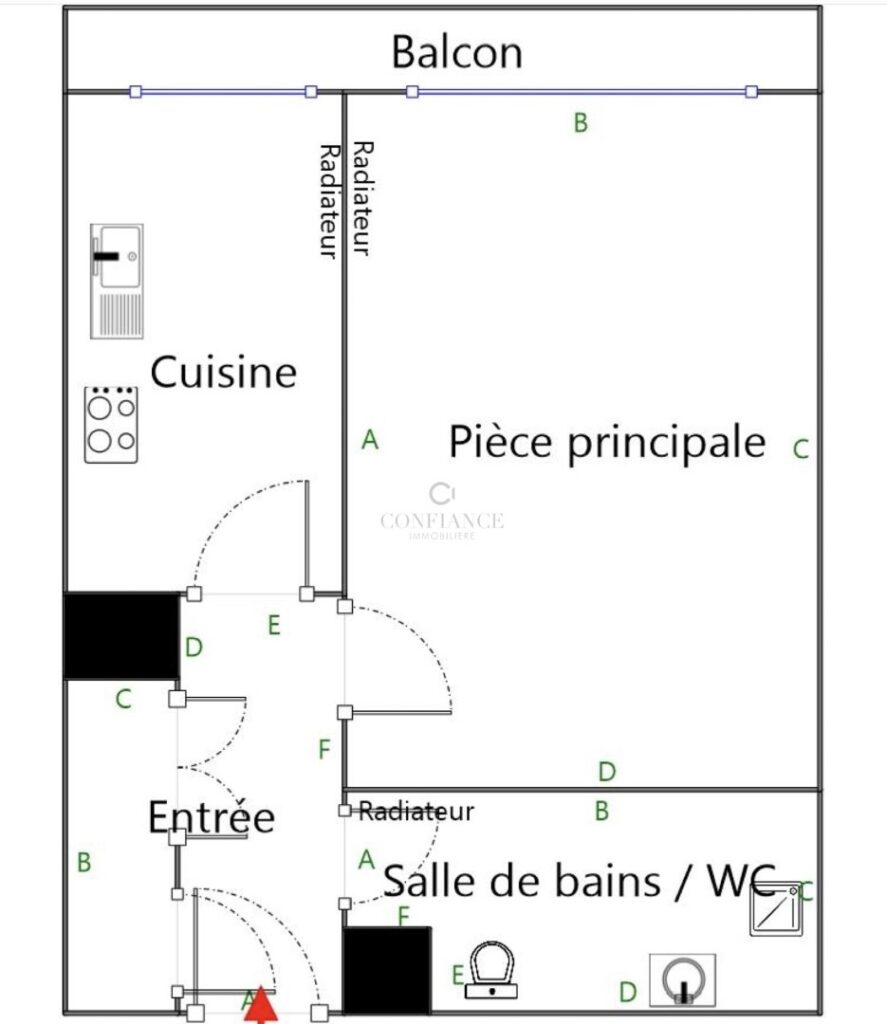 Appartement – 1 pièce – NR chambres – 35 m²