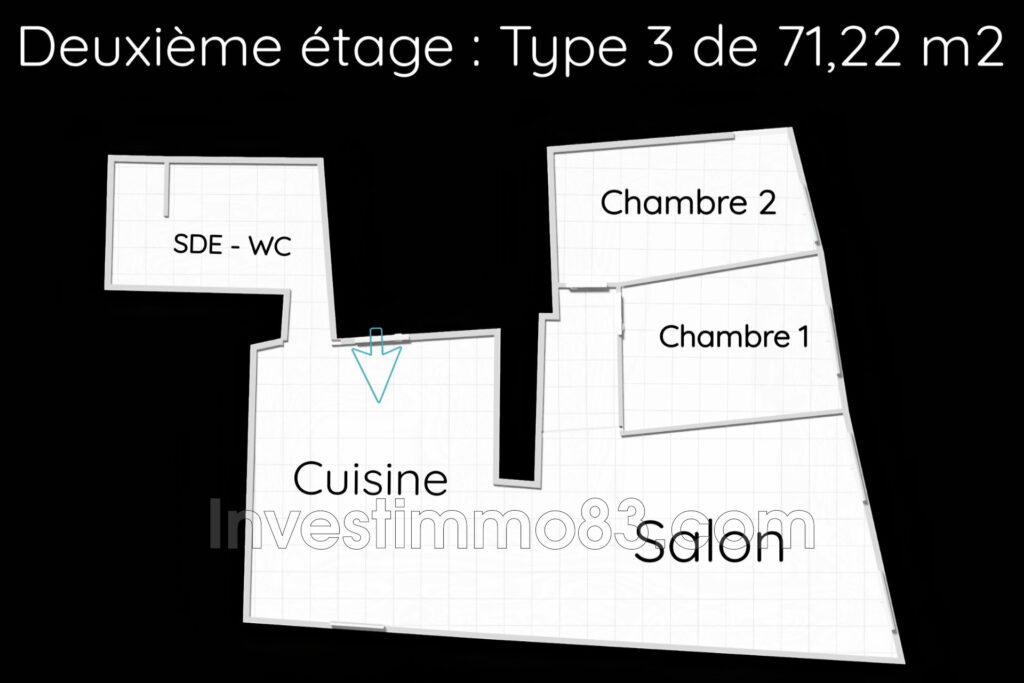 Au c½ur de PERTUIS, proche de toutes les commodités, dans un e – 4 pièces – 2 chambres – 71.22 m²