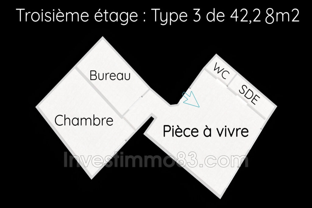 Au c½ur de PERTUIS, proche de toutes les commodités, dans un e – 3 pièces – 2 chambres – 42.28 m²