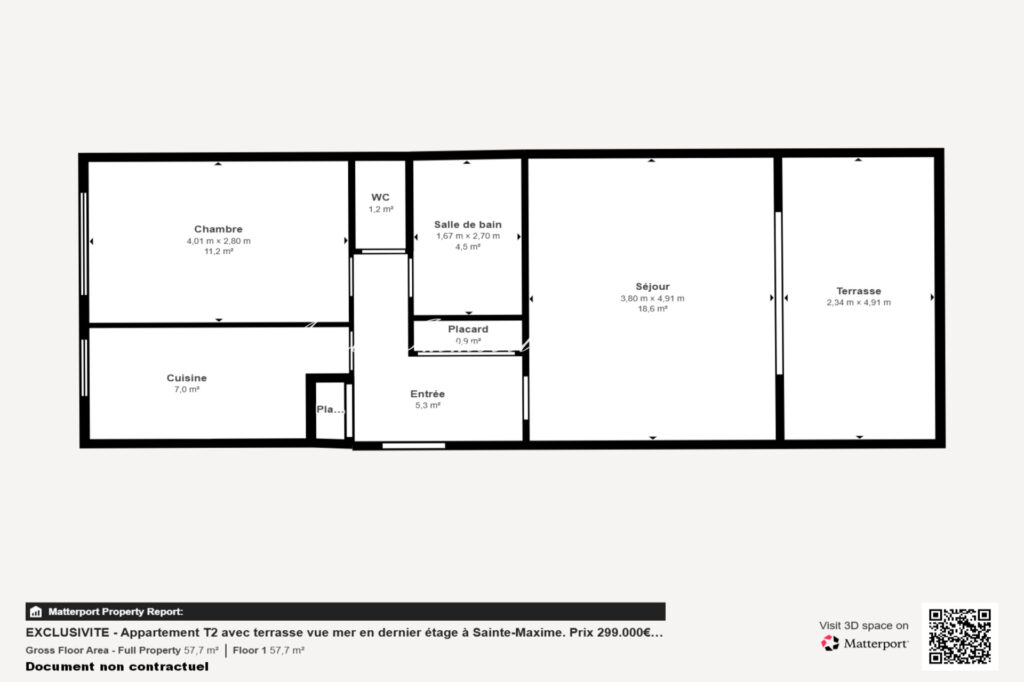 vente appartement 2 Pièce(s) – 2 pièces – 1 chambre – 49.17 m²