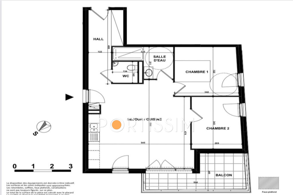 vente appartement 3 Pièce(s) – 3 pièces – 2 chambres – 63.80 m²