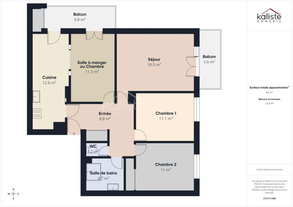 Appartement 4 pièces à Ajaccio Maréchal Juin, avec balcons, cave et parking – 4 pièces – 2 chambres – 81 m²