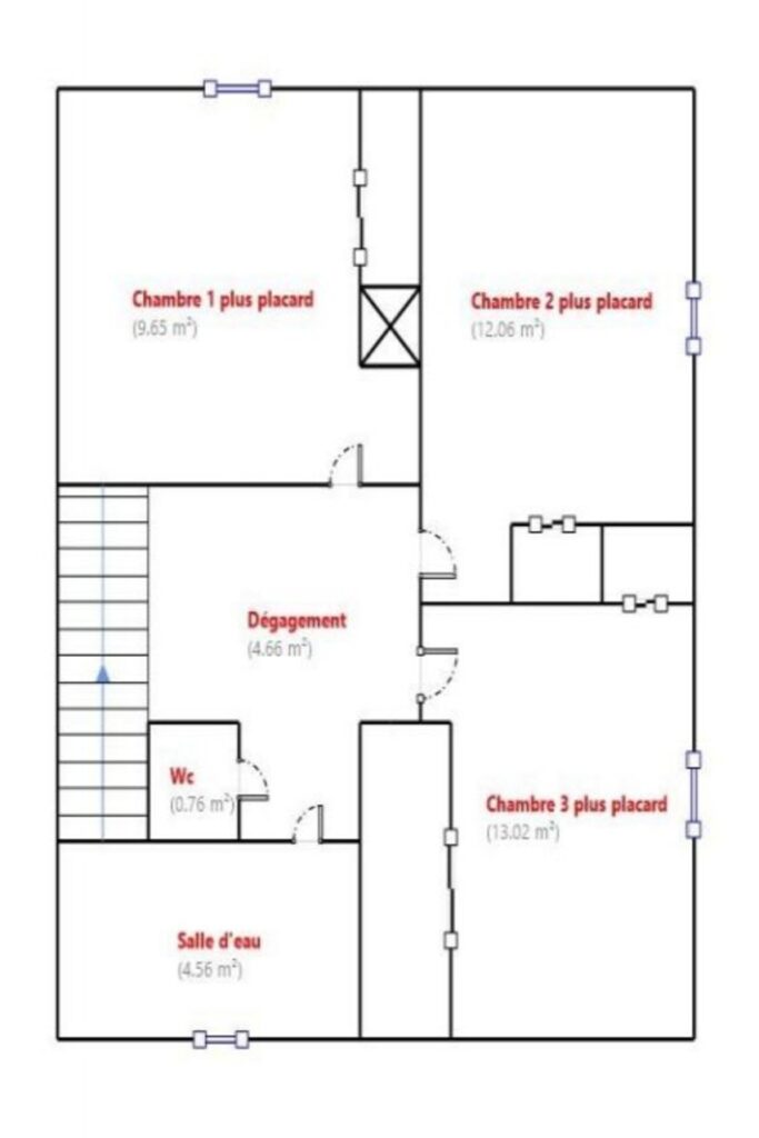 location maison 4 Pièce(s) – 4 pièces – 3 chambres – 86.96 m²