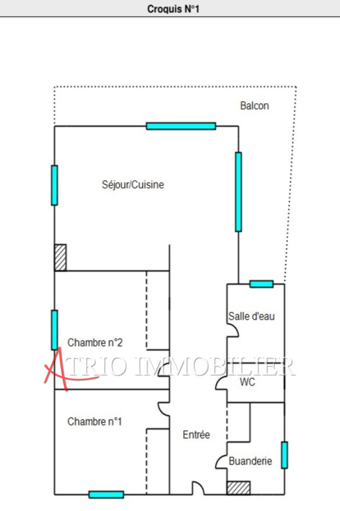location appartement 3 Pièce(s) – 3 pièces – 2 chambres – 60.00 m²