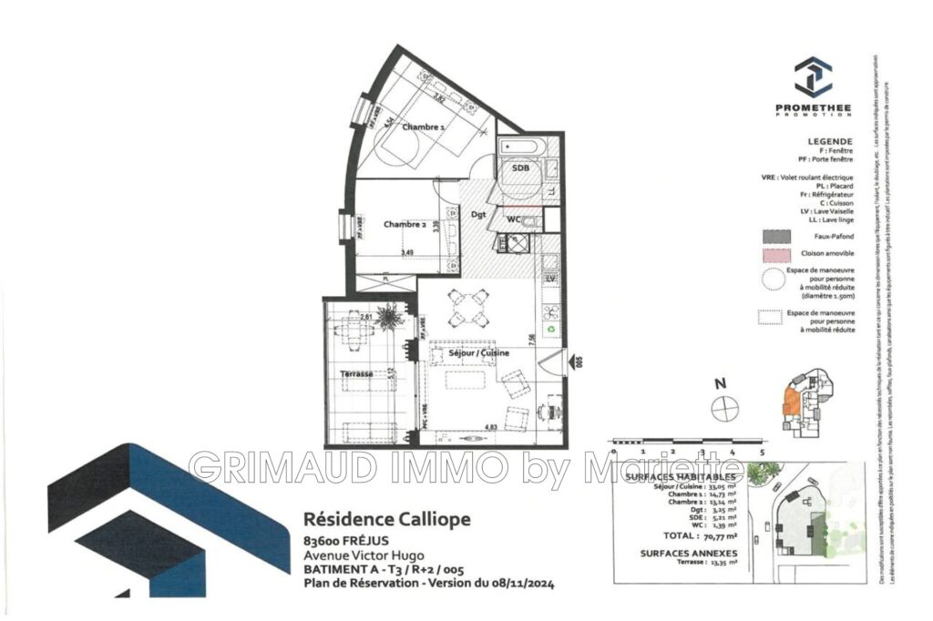 vente appartement 4 Pièce(s) – 4 pièces – 2 chambres – 70.77 m²