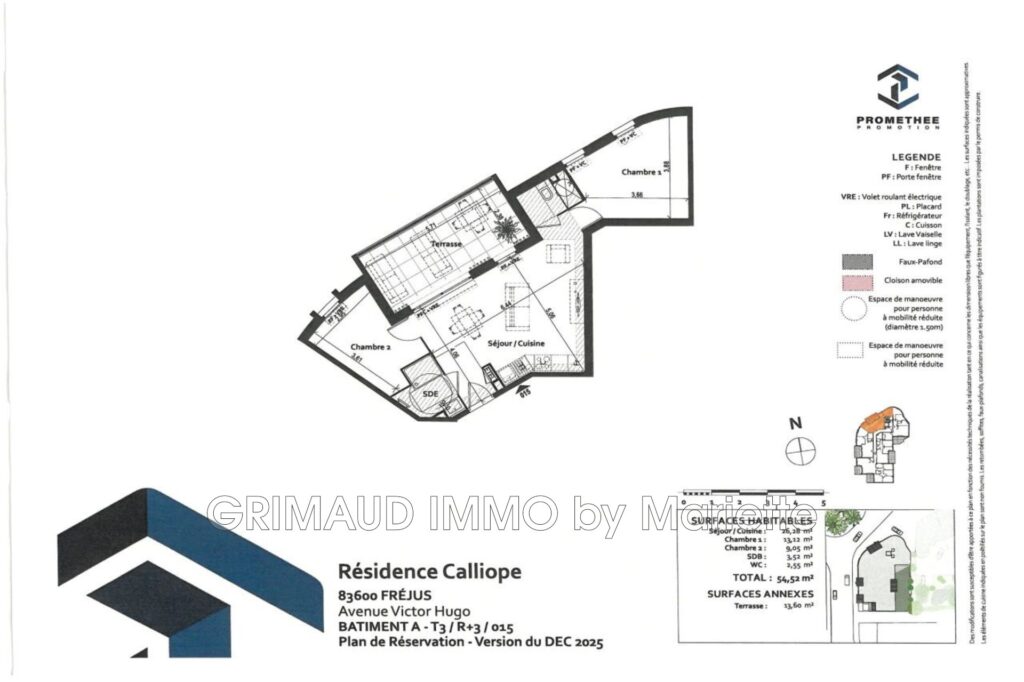 vente appartement 2 Pièce(s) – 2 pièces – 1 chambre – 54.01 m²