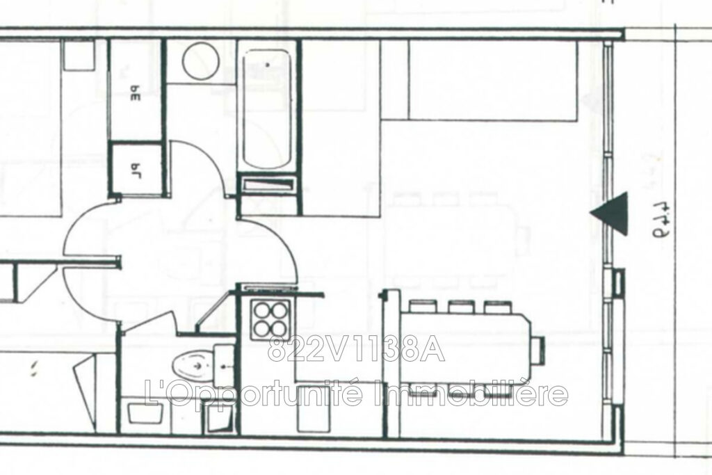vente appartement 3 Pièce(s) – 3 pièces – 2 chambres – 34.24 m²