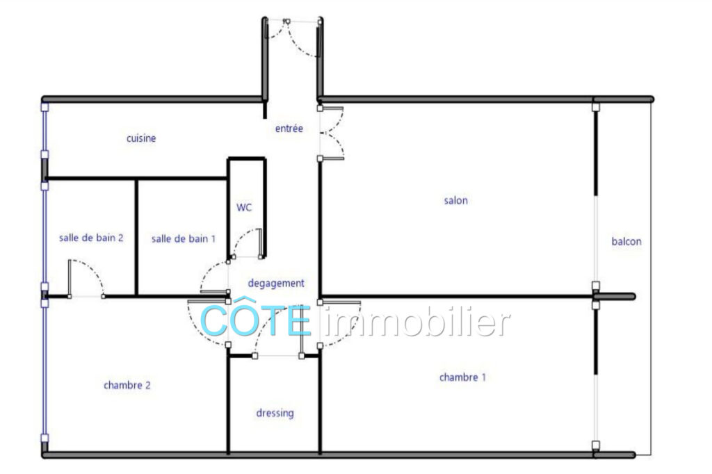 Golfe juan Centre au calme 3 pièces 80m² parking et cave – 3 pièces – 2 chambres – 80.00 m²