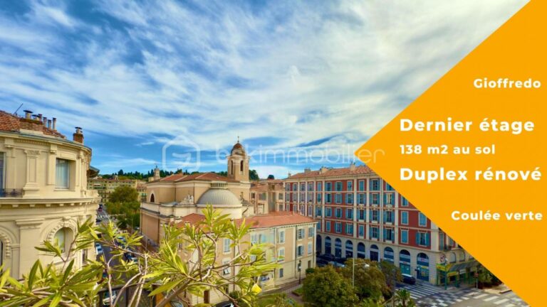 Duplex d’exception – Dernier étage avec balcon filant, triple exposition – Nice Gioffredo – 4 pièces – 3 chambres – 100 m²
