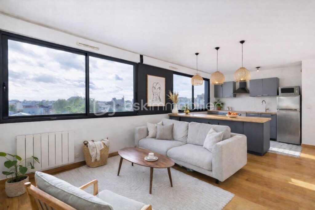 Croix de Chavaux 4 Pièces 2 chambres en Duplex lumineux en parfait état, au dernier étage avec ascenseur dans une petit copropriété récente – 4 pièces – 2 chambres – 68 m²