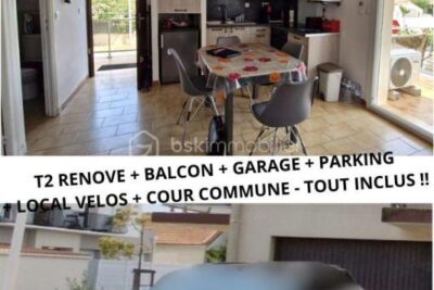 Ensemble Garage et Appartement T2 rénové à 400 m de la mer – 2 pièces – 1 chambre – 29 m²