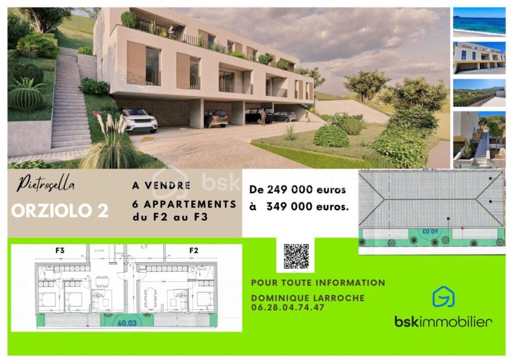 Corse – Rive sud d’Ajaccio à Pietrosella- Résidence ORZIOLO 2. Appartement T2 de 45 m2 + terrasse de 20 m2, situé à 3 km de la mer, proche des commerces ! – 2 pièces – 1 chambre – 45 m²