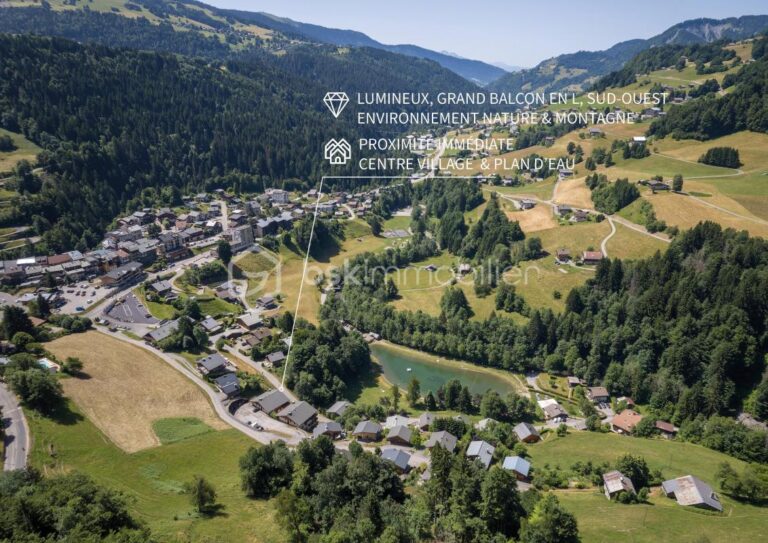 73590 FLUMET – APPARTEMENT T3, 2 CHAMBRES – GRAND BALCON SUD-OUEST VUE MONTAGNE – PROCHE SKI – RÉSIDENCE RÉCENTE – 3 pièces – 2 chambres – 45 m²