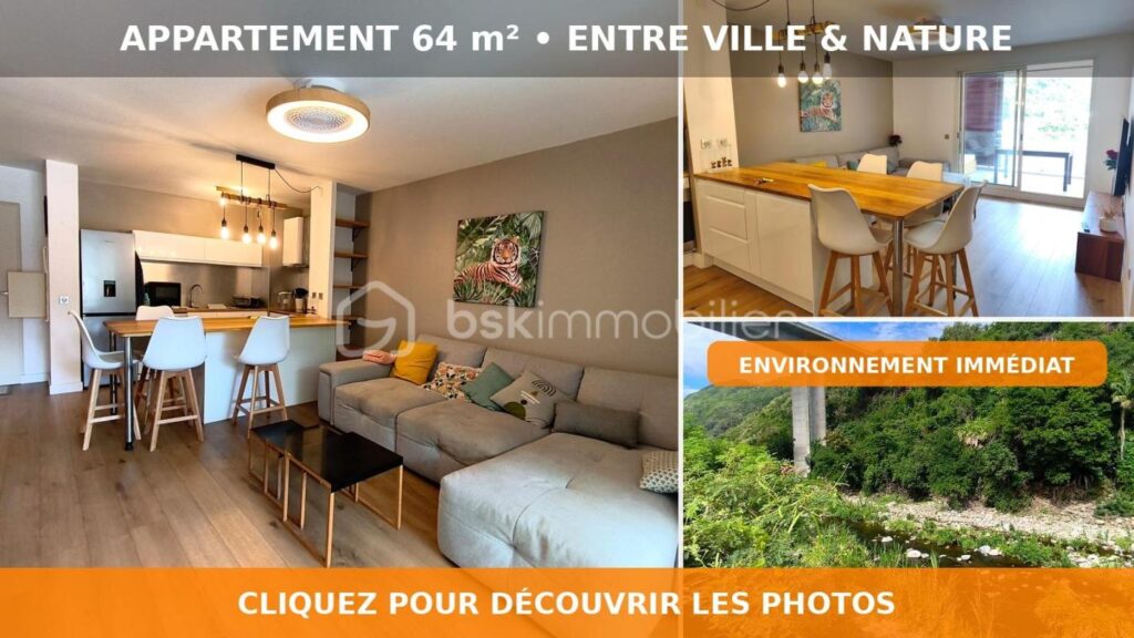 📢 EXCLUSIVITÉ BSK IMMOBILIER – Appartement Duplex T3 , vue montagne, sans vis à vis – Saint-Denis – 3 pièces – 2 chambres – 63 m²