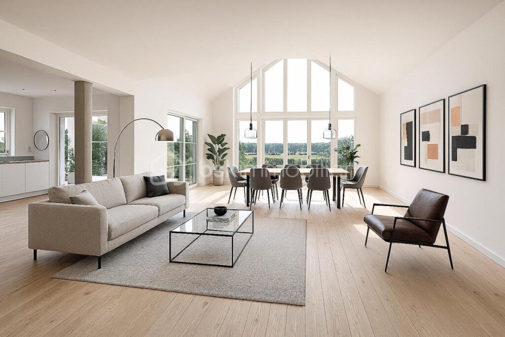 Maison exceptionnelle vue panoramique, d’une superficie de 144 m², sur sous-sol de 56 m² édifié sur terrain de 410 m² arboré et paysagé, RT 2020, 4 chambres, une salle d’eau, une salle de bain, 2 wc séparés – 6 pièces – 4 chambres – 144 m²