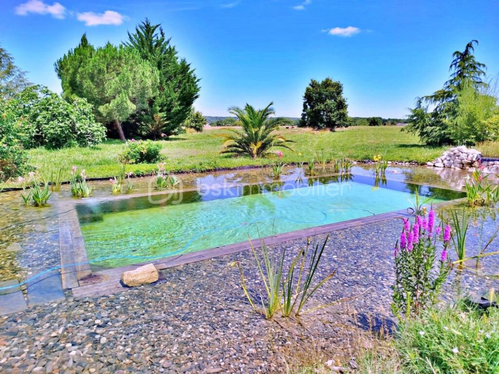 Corps de ferme rénové de 215 m² avec dépendances, grand terrain et piscine naturelle – 5 pièces – 3 chambres – 215 m²