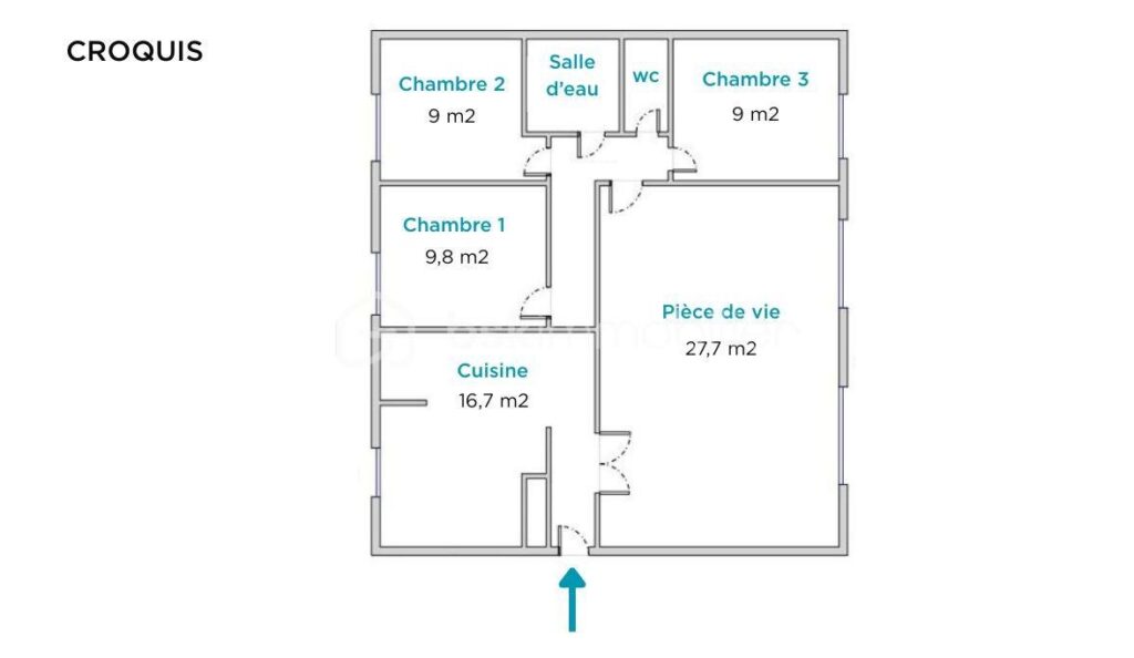 Appartement familial et lumineux avec balcon et vue dégagée – Le Pont de Claix – 5 pièces – 3 chambres – 81 m²