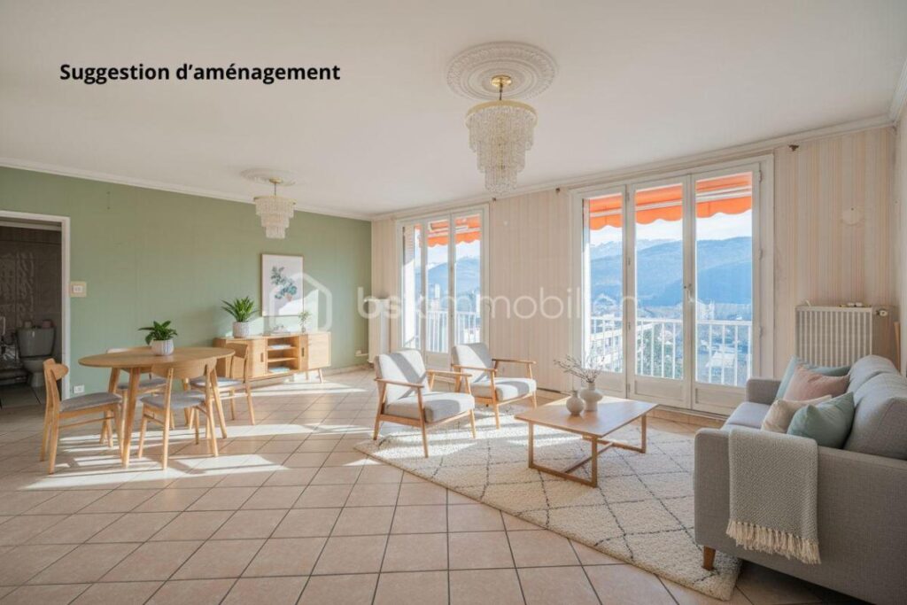 Appartement familial et lumineux avec balcon et vue dégagée – Le Pont de Claix – 5 pièces – 3 chambres – 81 m²