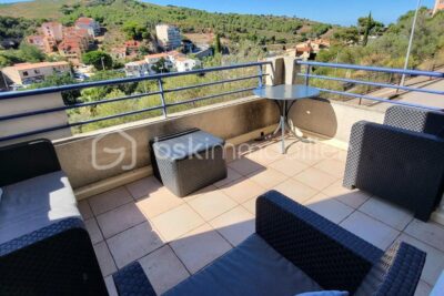 Maison 2 faces – Vue mer & montagne – 82 m² + garage 30 m² – À 50 m de la plage des Elmes – 4 pièces – 3 chambres – 82 m²