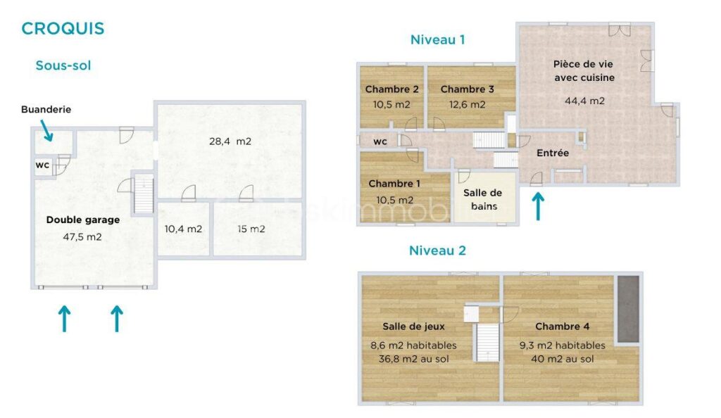 Maison individuelle de 130 m² habitables (174 m² au sol), terrain de 750 m2, vue sur les massifs, DPE C – 6 pièces – 4 chambres – 130 m²