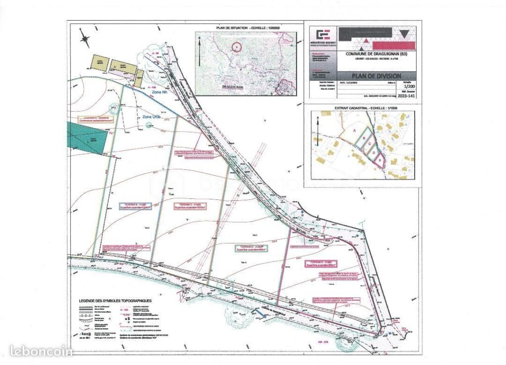A DRAGUIGNAN (VAR) – TERRAIN CONSTRUCTIBLE – SEMI VIABILISE – PLAT – LIBRE CONSTRUCTEUR *** SOUS COMPROMIS *** – NR pièces – NR chambres – 1070 m²