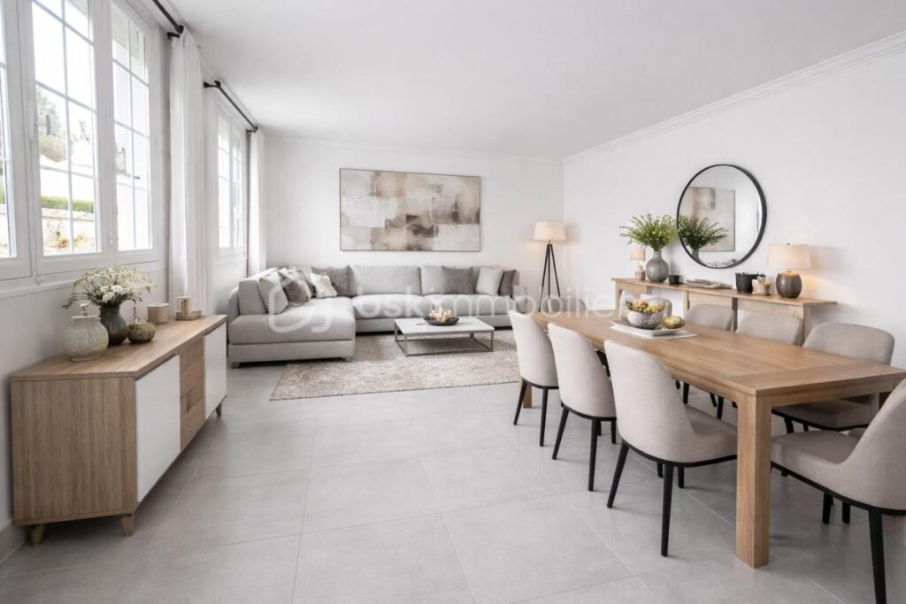 Maison de plain-pied de 80 m² sur sous-sol total sur terrain entièrement constructible et divisible de 1457 m² – 4 pièces – 2 chambres – 80 m²