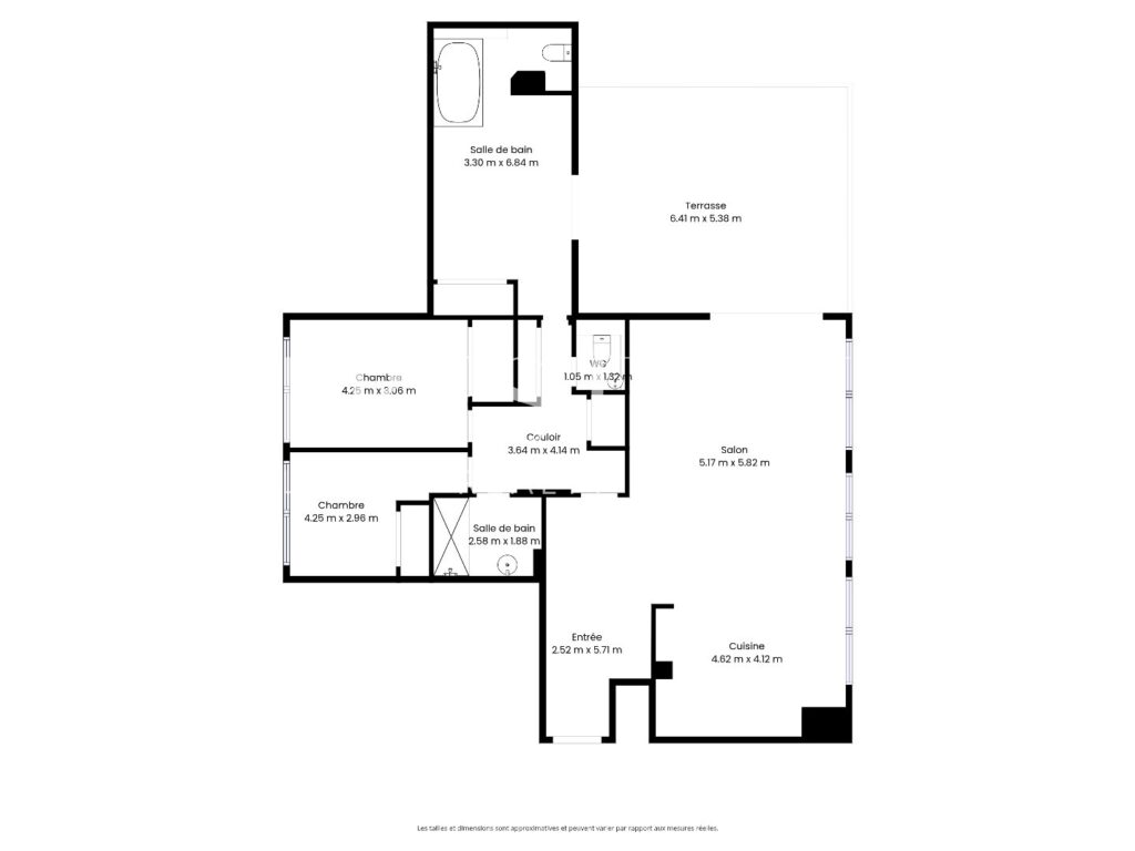 Appartement terrasse – 4 pièces – 3 chambres – 115 m²