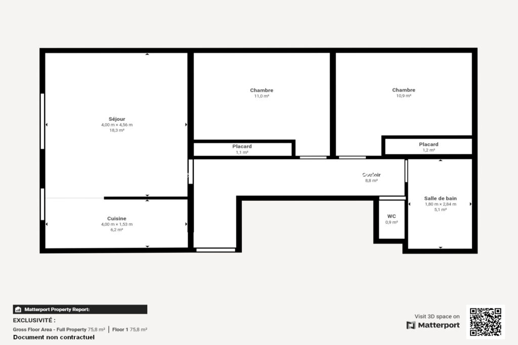vente appartement 3 Pièce(s) – 3 pièces – 2 chambres – 64.00 m²