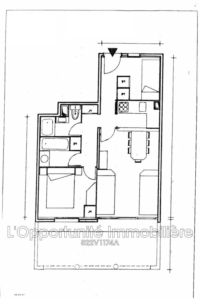 vente appartement 3 Pièce(s) – 3 pièces – 2 chambres – 38.71 m²