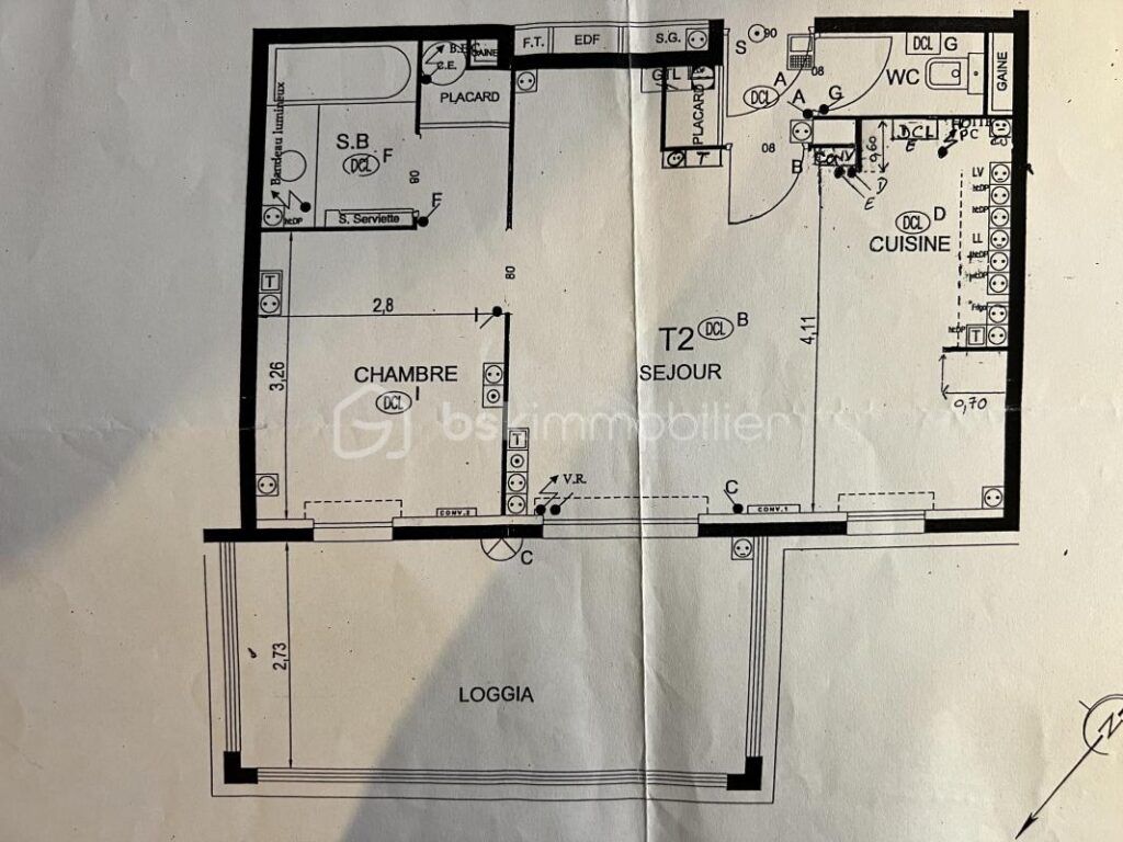 ACHAT d’un Appartement T2, 1 chambre. Etage 3/3 – 2 pièces – 1 chambre – 44 m²