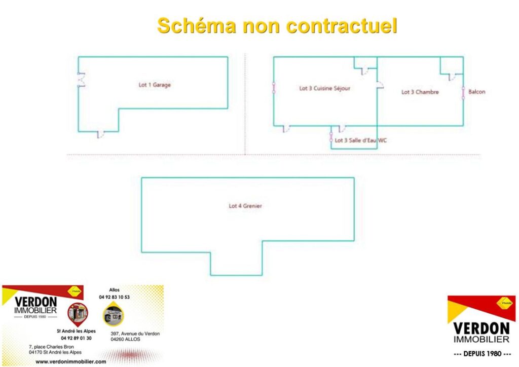 Appartement T2 centre village SAINT ANDRE LES ALPES – 2 pièces – 1 chambre – 34 m²