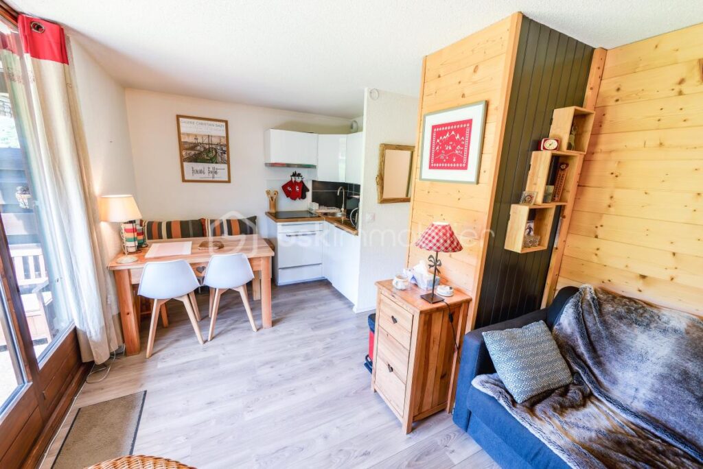 74120 – PRAZ SUR ARLY – STUDIO ORIENTÉ SUD AVEC ALCÔVE NUIT INDÉPENDANTE – 4 COUCHAGES – PROCHE DOMAINE SKIABLE ET CENTRE VILLAGE – 1 pièce – NR chambres – 24 m²