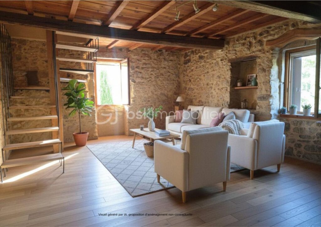 Maison de village en pierre avec jardin – Fort potentiel de rénovation – Village calme proche Uzès – 4 pièces – 2 chambres – 78 m²