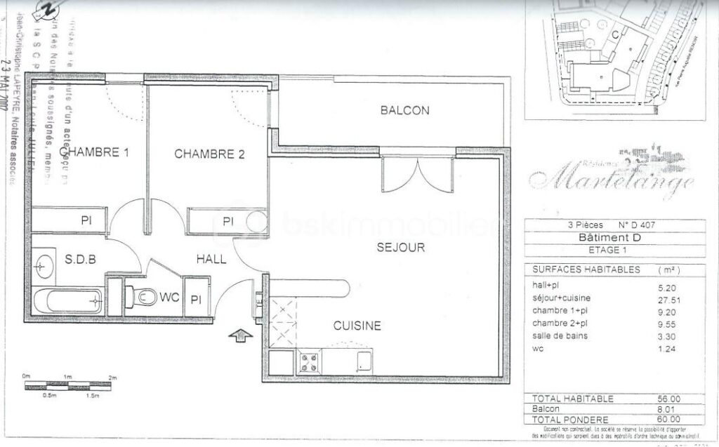 Appartement T3 avec balcon, piscine et parking – Avignon Pont des Deux Eaux – 3 pièces – 2 chambres – 56 m²