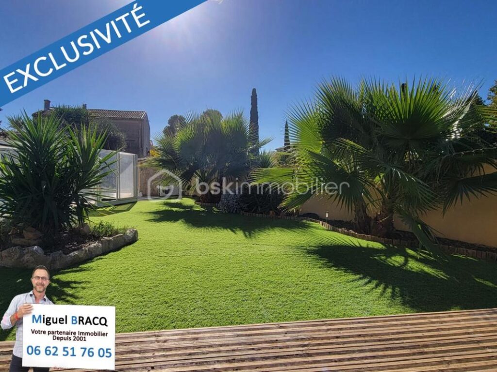 Exclusivité – Dans le village prisé de Poilhes, belle Languedocienne de plain pied sur 1000 m² de terrain avec piscine – 4 pièces – 3 chambres – 135 m²