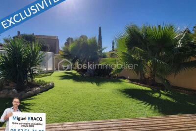 Exclusivité – Dans le village prisé de Poilhes, belle Languedocienne de plain pied sur 1000 m² de terrain avec piscine – 4 pièces – 3 chambres – 135 m²