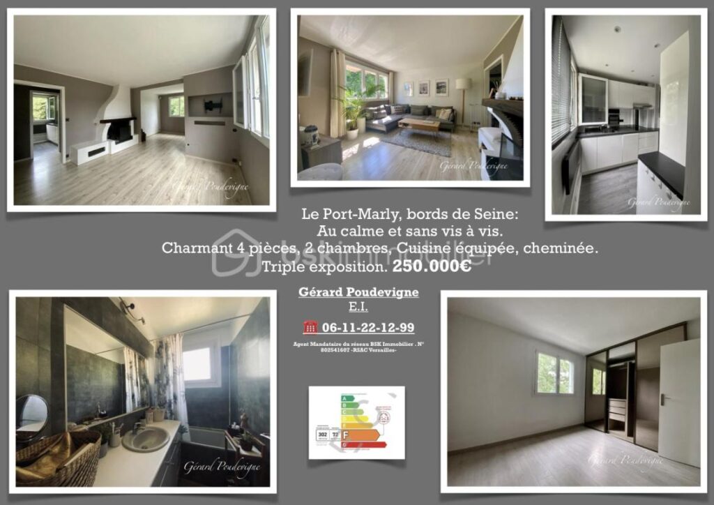 Le Port-Marly- Rue de Paris- Au calme- Prêt à habiter- – 4 pièces – 3 chambres – 62 m²