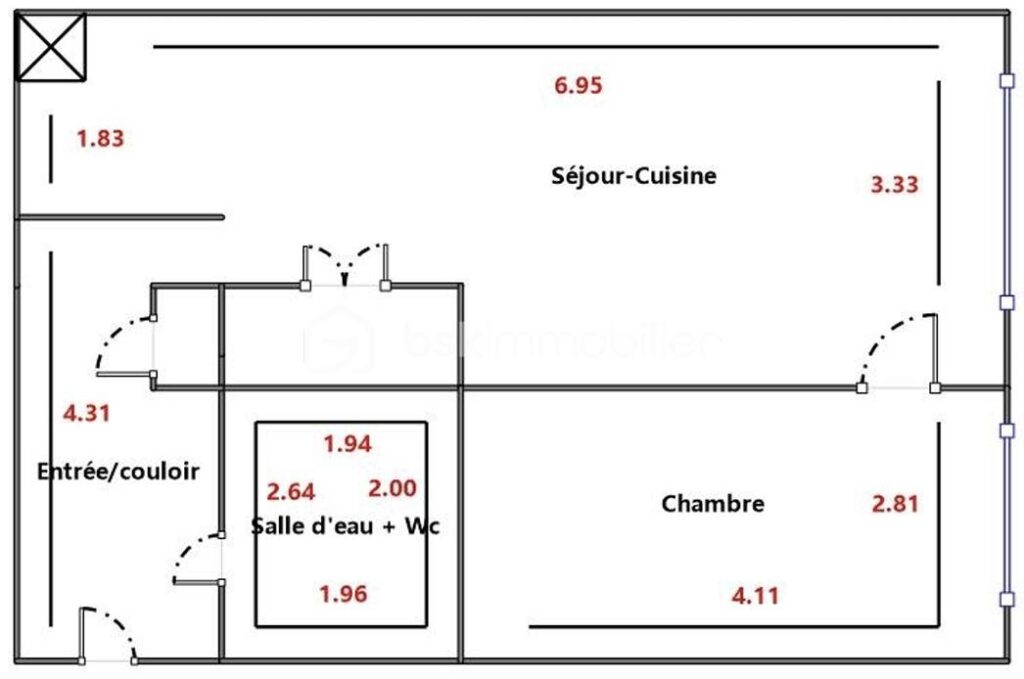 T2 de 45m² avec un balcon et un parking – 2 pièces – 1 chambre – 45 m²