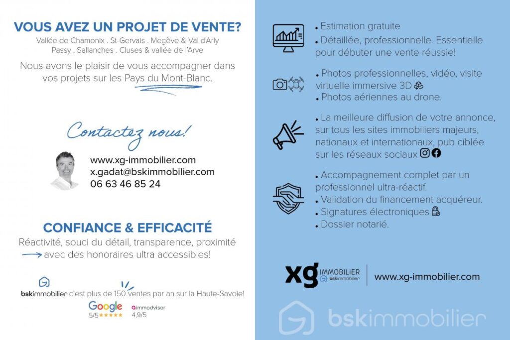 Chalet vue Mont-Blanc, vallée de Chamonix – 7 pièces – 5 chambres – 172 m²