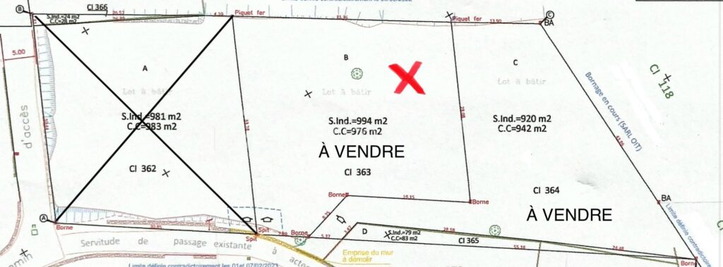 Parcelle de terrain constructible de 994 m2 (vue mer et montagne) – NR pièces – NR chambres – 994 m²