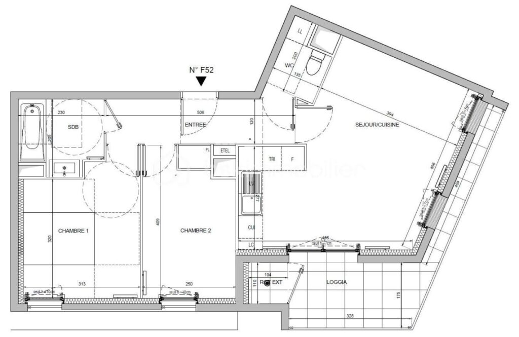 Appartement F3 DPE C 2023 bord du canal terrasse parking – 3 pièces – 2 chambres – 58 m²