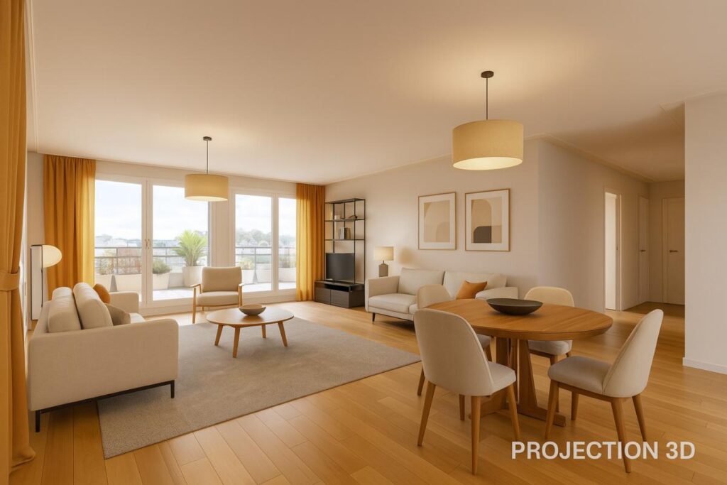 Dernier étage avec terrasses – 5 pièces – 3 chambres – 120 m²