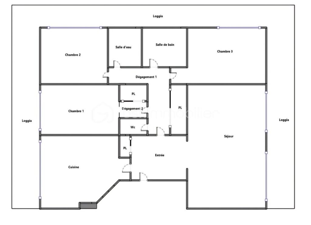 Appartement F4 82m² 3 chambres grand balcon 30m² triple exposition cave parking – 4 pièces – 3 chambres – 82 m²