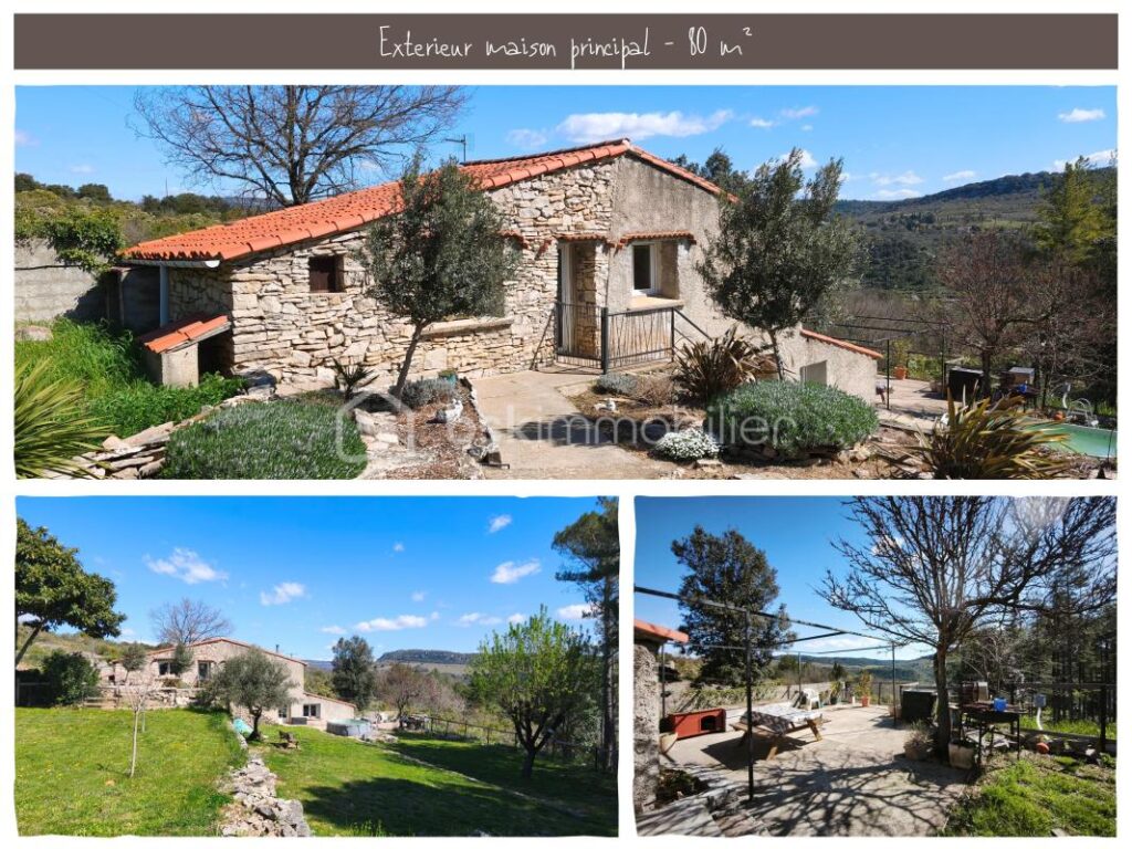 Maison 80m² + studio indépendant 27m² – parcelle 7800 m² – Vue exceptionnelle – 4 pièces – 3 chambres – 107 m²