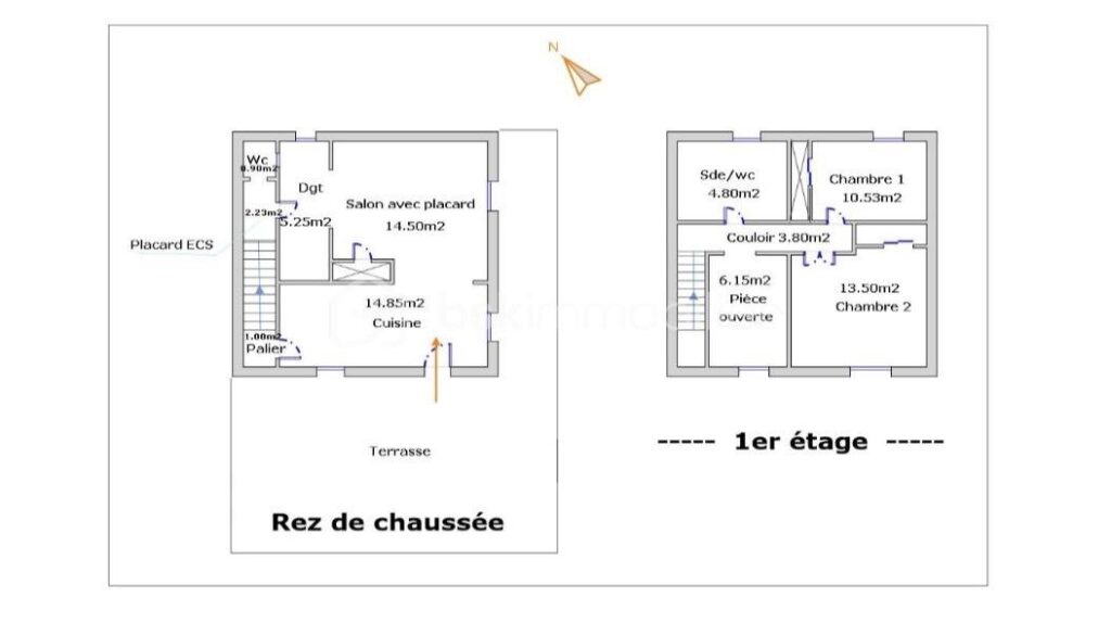 Vente maison de ville – 4 pièces avec terrasse – 4 pièces – 3 chambres – 78 m²