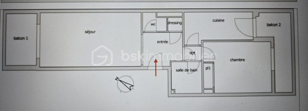 Baisse de prix 313950€ Appartement lumineux avec double balcon et vue mer en cœur urbain – 2 pièces – 1 chambre – 55 m²