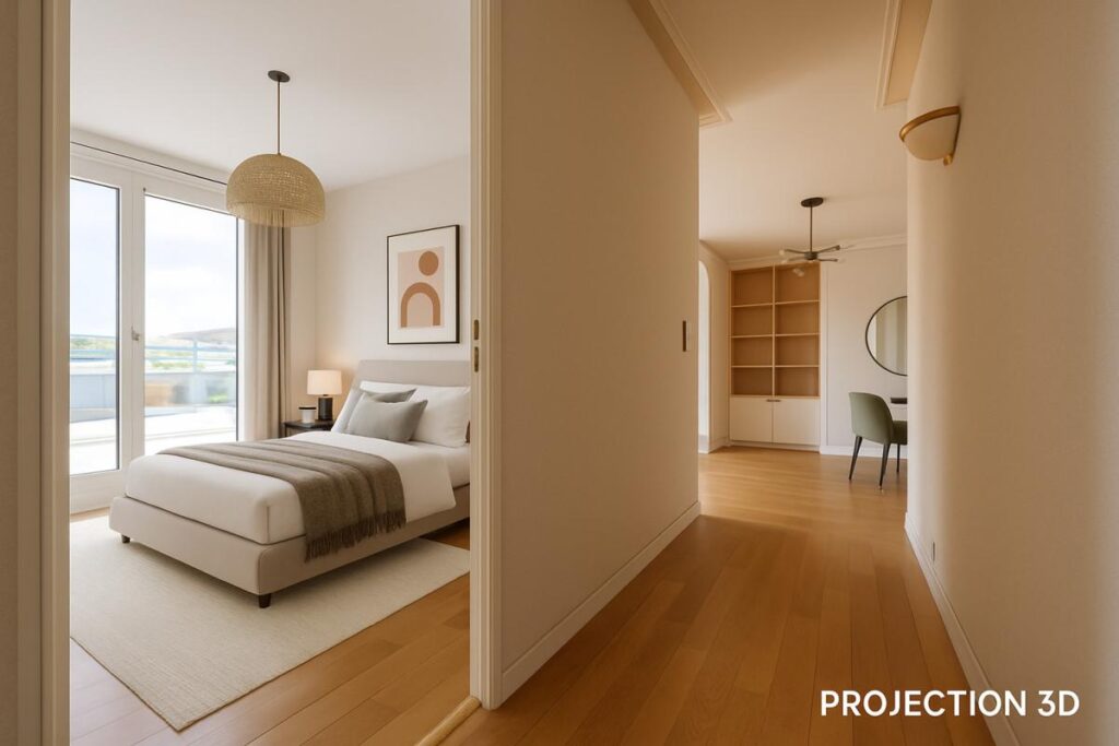 Dernier étage avec terrasses – 5 pièces – 3 chambres – 120 m²