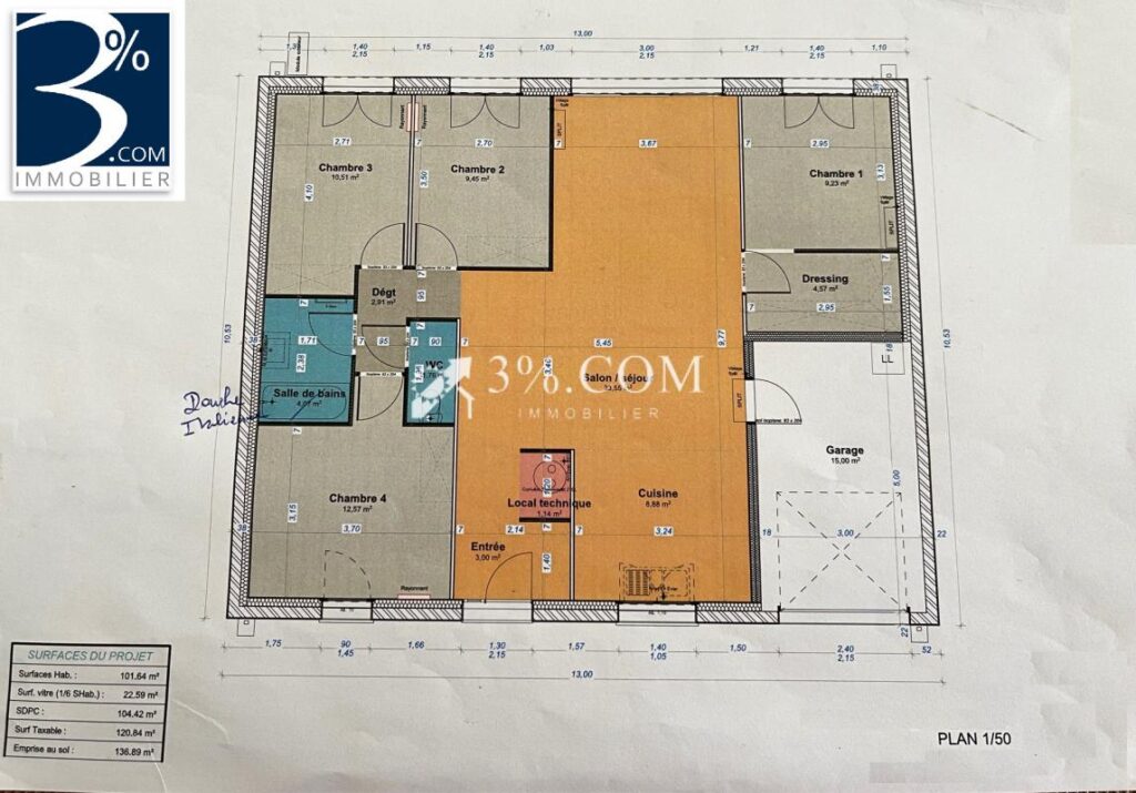 MAISON PLAIN PIED DE 2024 5 PIECES 101.6 M2 – 5 pièces – 4 chambres – 101 m²