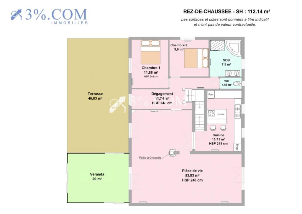Maison avec vue panoramique – 6 pièces – 3 chambres – 132 m²