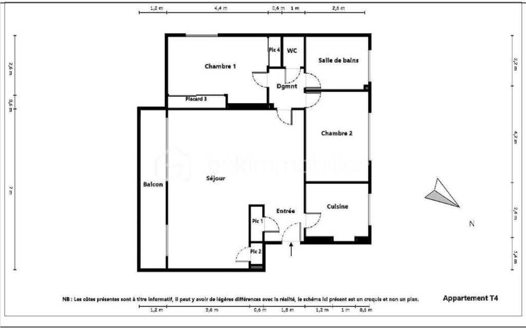 VILLE-D’AVRAY– Dernier étage – Double séjour modulable en 3ᵉ chambre” – 4 pièces – 2 chambres – 82 m²